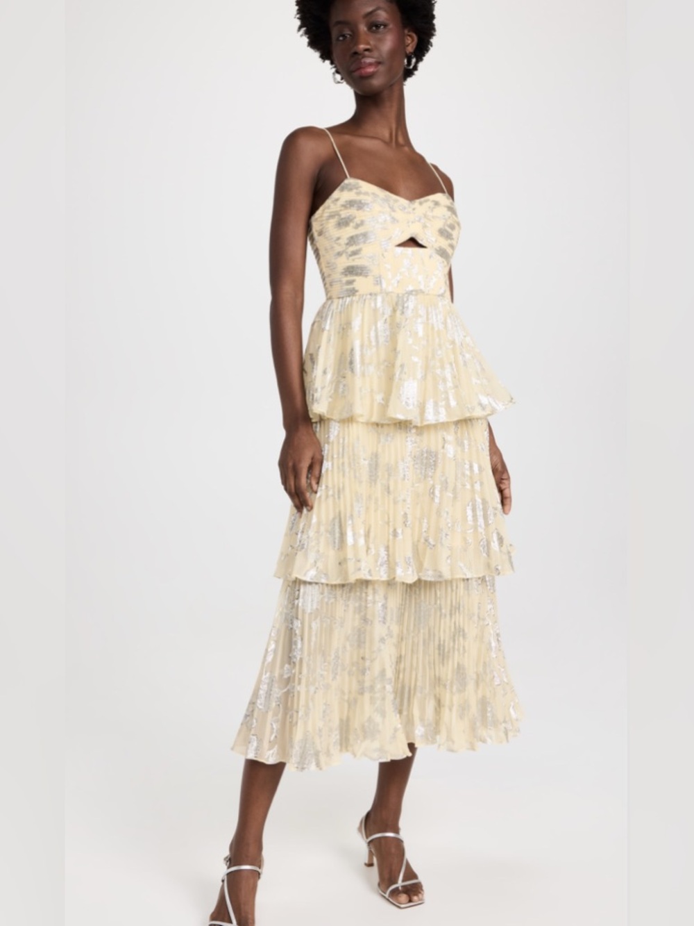 Self-Portrait  on sale🏷️ Metallic Jacquard Tiered Midi Dress US 8